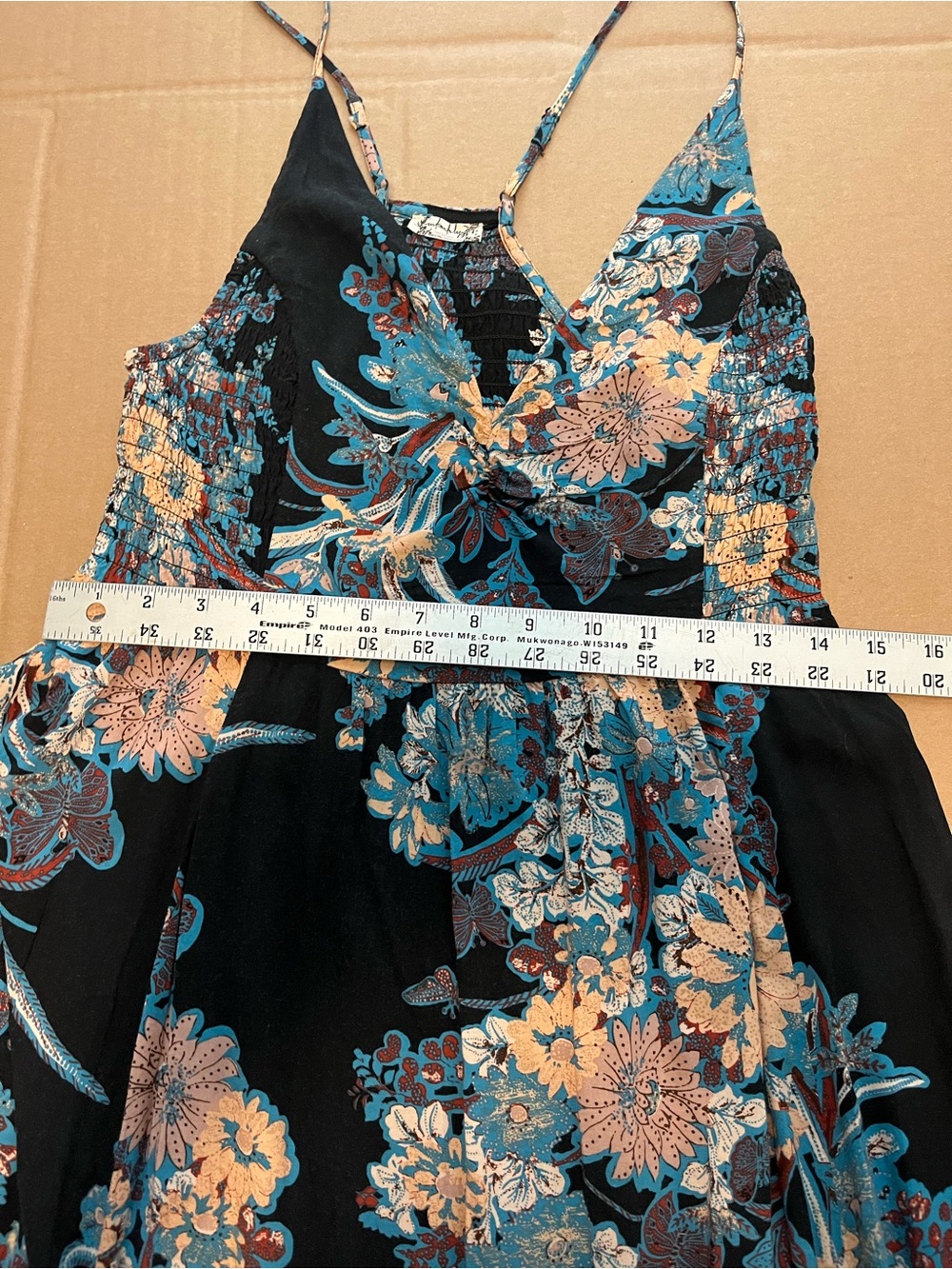 Free People Black Maxi Dress with Blue and Blush Floral Pattern - Picture 6 of 6